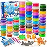 QMay Modelliermasse Lufttrocknend, 64 Farben Lufttrockener Magischer Knete für Kinder, Air Dry Clay, Geschenk für Jungen und Mädchen im Alter von 3-12 Jahren