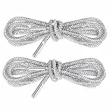 KALIONE 2 Stück Schnürsenkel Rund Glitzer, Strass Schnürsenkel Glitzer-Schuhseil Strass-Seil Schnürsenkel glänzende Schuhschnur Ersatz-Schuhschnüre für Schnürsenkel-Zubehör (Weiß)