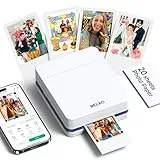 Nelko Fotodrucker PP01 Farbe Tragbarer Mini Fotodrucker für Smartphone mit 20 Fotopapier, Tintenstrahl Aufkleber Drucker, Sticky Back Fotos für iOS & Android, Spaß Bearbeiten App, Weiß