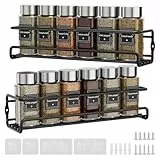 Priksia Gewürzregal Wand, 2er Set Gewürz Organizer Ohne Bohren, Gewürzhalter Hängend aus Metall mit Selbstklebende und Schrauben für Gewürzdosen, Küchenschrank, Speisekammertür