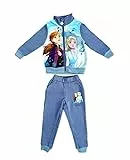 E plus M Frozen Trainingsanzug für Mädchen 2-teiliges Set Jogginganzug mit Reißverschluss Sportswear Geschenk für Mädchen (DE/NL/SE/PL, Numerisch, 98, 5 Jahre, Regular, Hellblau)