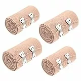 Healifty Elastische Mullbinden, Elastische Bandage, Universal Binden mit 8 Metallclips, Hautfreundlich Medizinische Fixierbinde für Handgelenke Knöchel Knie (5cm*2 Stück + 7.5cm*2 Stück)