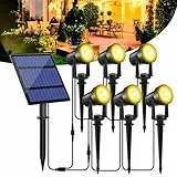 T-SUNUS Solarlampen für Außen Garten, 6 IN 1 Solar Gartenleuchte IP65 Wasserdicht Gartenstrahler Solar Außen Auto ON/OFF 2 Helligkeitsmodi für Garten Garage Eingang Zäune Baum 3000K