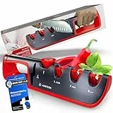 AUSTEIN Messerschärfer QuickSharp 4-in-1, Messerschleifer, Messer schärfen und schleifen wie die Profis (Rot)