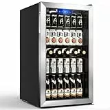 TRIUMPHKEY 86L Getränkekühlschrank mit Klima KÜHLUNG & Edelstahl-Türrahmen | Neu: Gleichmäßige Kühlung & frostfrei | 4 verstellbare Ablagen für 130 Dosen | Für Bar, Büro & Haushalt