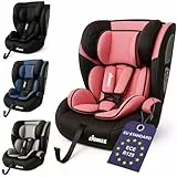 Kidimax® Kindersitz i-Size Autokindersitz, 9-36 kg ab 15 Monate (bis 12 Jahre) Autositz ECE R129/03, Gruppe 1/2/3 Kinderautositz höhenverstellbare Kopfstütze uvm, Pink