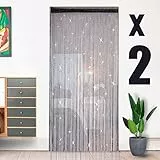 HYSENM 2 Stücke Fadengardine Fadenvorhang 100 x 200cm Fliegenvorhang Terrassentür Glitzer Schön für Hochzeit, Schwarz