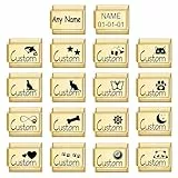 MJARTORIA Personalisiert Italian Charm Bracelet mit Namen Gold Silber 9mm, Individuelles Charms Italian Style Charms für Damen Herren, DIY Abnehmbar Module für Italienische Armbänder