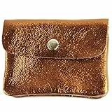 modamoda de P09 Damen Münzgeldbörse Geldbörse Portemonnaie Klein Leder Made in Italy P09, Farbe:Bronze-Metallic