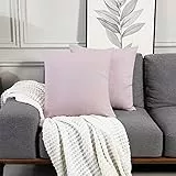 Deconovo Kissenbezug Leinen Optik Kissenhülle Kissenbezüge mit Verstecktem Reißverschluss Sofa Zierkissenhülle, 40x40 cm, Pink, 2er Set