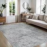BEIMO Waschbarer Teppich Wohnzimmer 120X170CM Grau, Modernes Abstraktes Design, rutschfeste Kurzflor Matte, Pflegeleichter und Nicht Fusselnder Teppich für Esszimmer, Wohnzimmer, Home Office