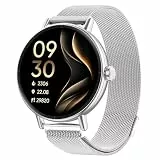 Smartwatch Damen Rund Metallarmband 1.27' Smart Watch mit Telefonfunktion Fitnessuhr mit SpO2 Herzfrequenz Stress Kalorien Schlaf Schrittzähler 100+ Sportmodi IP68 Wasserdicht Sportuhr für iOS Android