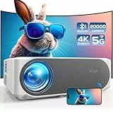 Beamer 4K, AKIYO O8 20000 Lumen WiFi6 Bluetooth5.2 Full HD 1080P Native, Beamer 4K Heimkino 300“ Display, Tragbarer Outdoor Projektor mit Staubnetz, Kompatibel mit TV Stick/Smartphone/PC/PS5