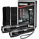 COSOOS LED Taschenlampe, Extrem Hell Taktische Taschenlampen mit Holster, 5 Modi, Zoombare, IP67 Wasserdichte Handlampe für Camping, Outdoor, Wandern, Geschenk (2 Stück)