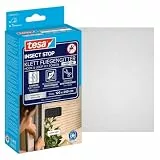 tesa INSECT STOP Klett Fliegengitter Premium für Fenster, Insektenschutz mit starkem Klettband, rückstandsfrei entfernbar, zuschneidbar, ohne Bohren - 120 cm x 240 cm - Anthrazit (Durchsichtig)