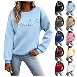 Generisch Pullover Damen Sweatshirt Briefe Drucken Langarm Rundhals Pulli Herbst Winter Frauen Buchstaben Druck Locker Casual Oberteil Sport Streetwear Sweatshirts ohne Kapuze Bluse Tops