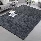 Granbest Shaggy Teppich Hochflor Langflor Teppiche für Wohnzimmer Moderner Flauschiger Kurzflor Teppich Rutschfester Teppich für Altere und Kinder（60cm*110cm，Grau）