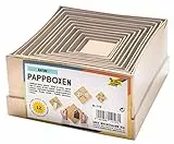 folia 3110 - Pappboxen im Natur Design, 12 Stück, in verschiedenen Größen, schöne Geschenkverpackung zum individuellen Dekorieren und Gestalten, ideal für jeden Anlass