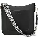 BOSTANTEN umhängetasche damen mittelgroß Handtaschen damen-schultertaschen aus PU Leder shopper tasche für Frauen Hobo Crossbody Bags mit verstellbarem Farbigem Riemen Schwarz