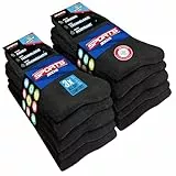 SOXCO 10 Paar Socken Herren Damen 43-46 Sportsocken Arbeitssocken (EU 43-46, Schwarz Solide)