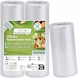 Anysea Vakuumierfolie Vakuumierbeutel 3 Rollen, 20 x 500 cm (1) und 28 x 500 cm (2) Folienrollen Vakuumbeutel Lebensmittel, Einschweißfolie für Vakuumierer
