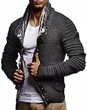 Leif Nelson Herren Strickjacke Elegante Freizeitjacke Schalkragen Männer Jacke Slim Fit LN5675;S,Anthra-Schwarz