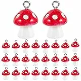 EXCEART 30Pcs 12Mm Pilz Anhänger Charms Pilz Harz Charms Pilz Schmuck Simulation Pilz Perlen Stränge DIY Schmuck Herstellung Zubehör für Armbänder Schlüsselbund Ohrringe Halskette (Rot)
