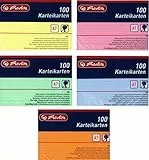 Herlitz Karteikarten, 170 g/m², holzfrei (1000 Stück, DIN A7 | bunt liniert)