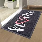 Homaxy Home Fußmatte außen und innen, rutschfeste Schmutzfangmatte Türmatte, waschbar Fussmatte aussen für Haustür, Eingangsbereich, Garten (40 x 60 cm, Schwarz)