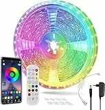 Aitesuo LED Strip 7.5m, RGB LED Streifen mit App-Steuerung und Fernbedienung, Dimmbar Bluetooth Leiste, Musik Sync, LED Band Selbstklebend, Farbwechsel Lichterkette für Zimmer, Party, Gaming Deko