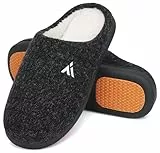 Mishansha Hausschuhe Herren Damen Winter Pantoffeln Hüttenschuhe Gefütterte Warme Hausschuhe für Männer Frauen Onyx, Gr.43 EU