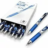 Pentel, EnerGel XM BL77, einschiebbarer flüssiger Gelschreiber, 0,7 mm, 54 % recycelt, 12 Stück blau