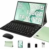 DEERTiME 2025 Tablet 10 Zoll Android 13 OS mit 12GB RAM+128GB ROM(TF 1 TB), 5G +2.4G WLAN, 8 Core 2.0 GHz | GMS | 8000mAh | 5MP+8MP | BT 5.0 | Widgets mit Tastatur+Fall -Grün