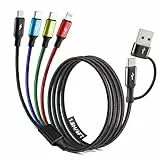 Minlu Dual Typ-C Multi Ladekabel, 4 in 2 Multi USB Kabel, USB-A/C zu Dual USB-C+Lightning+Micro USB-Ladekabel, Geflochtenes Universal-Ladekabel für iPhone 17 16 15 14 13/Galaxy/Laptop/Android/Tablet