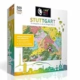 PuzzleMap Stuttgart Puzzle Stadtplan - XXL 500 Teile - Mit Booklet & Faltkarte - 68x48cm Motivgröße - Reiseführer Geschenk Souvenir