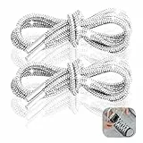 pluvialix 2 Stück Strass Glitzer Schnürsenkel Silber, 120cm Runde Schuhseil Strass Seil Glänzende Schuhschnur Ersatz-Schuhschnüre für Schnürsenkel Glitter Laces Lange Mit Rhinestone Zubehör Rund Deko