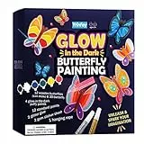 Yrinfay Nachtleuchtend Schmetterling Malset für Kinder - Malen und basteln Sie Ihre eigenen 3D-Schmetterlinge aus Holz - Holzbastelsets Geschenke Mädchen Junge 6 7 8 9 10 11 12 Jahre