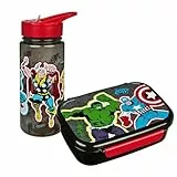 Scooli - Avengers Kindergeschirr Geschenkset - Set bestehend aus Brotdose und Trinkflasche - ideal für Schule oder Kindergarten – ab 4 Jahren – aus Kunststoff