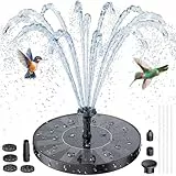 AISITIN Solar Springbrunnen für Außen Verbesserter, Solarbrunnen für Draussen mit 6 Sprüh Effekten, Solar Teichpumpe Solar Schwimmender Fontäne Pumpe für Garten, Teich, VogelBad, Wasserspiel-1PC