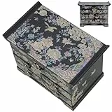 February Mountain Schmuck-Organizer-Box aus Perlmutt aus Holz – Schmuck-Aufbewahrungsbox für Damen, mit geräumigen Schubladen, ideal für Ringe, Armbänder, Uhren, Ketten, Accessoires (Plum Blossom)