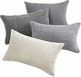 Topfinel Kissenbezug 30x50cm Grau Kordsamt Kissenbezüge 4er Set Kissenhülle Dekokissenbezug Sofakissen Dekokissen deko für Sofa Schlafzimmer Wohnzimmer Balkon Kinder lauschig Farbverlauf
