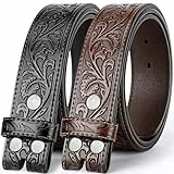 BELTROAD 2 Pack Western Ledergürtel Riemen für Männer Frauen Cowboy Cowgirl western gürtel herren für Jeans Geschenk Gürtel ohne Schnalle wechselgürtel
