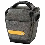 Hama Kameratasche Terra aus Recycling-Polyester (Fototasche für Digitalkamera 16x10 x16 cm, Trageriemen zum Umhängen als Schultertasche, Gürtelschlaufe zum Tragen als Bauchtasche, Tragegriff) grau