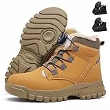 PAQOZKC Arbeitsschuhe Herren Damen Winter Wasserdicht Sicherheitsstiefel Leicht Sicherheitsschuhe Hoch Komfort Stahlkappenschuhe Warm Gefütterte M679JR/Gelb 43