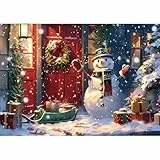 MISITU Weihnachten Puzzle 100 Teile für Erwachsene Puzzle 100 Teile Weihnachtsschneemann Puzzles für Kinder