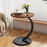 johgee Beistelltisch Holz, Couchtisch Rund, C-förmige Stütze, Tischplatte Durchmesser 40cm, schöner Nussbaum Optik, Beistelltische fürs Wohnzimmer, Sofas, Hölzernes, Abstelltisch