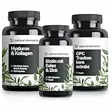 natural elements Beauty & Anti Aging Basic Set - Biotin mit Selen & Zink, Hyaluron & Kollagen und OPC - hochdosiert, ohne unnötige Zusätze - Laborgeprüft