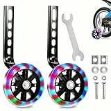 Stützräder für Kinderfahrräder,Hilfsräder für Kinderfahrräder,Mute Flash Räder mit Verstellbarem Fahrradstabilisator Kit für 12,14,16,18,20 Zoll Kinder Singlespeed Fahrrad Schwarz