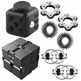 Fidget Toys, 8 Set Infinity Cube, Fidget Toy Erwachsene Ihnen helfen Stress abzubauen und Ihre Konzentration zu steigern, Anti Stress Würfel Anwendung Büro, Schule oder Zuhause, Schwarz