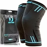 AGILE NOW® Kniebandage 2er Set Premium stabilisiert & schützt die Gelenke bei jeder Bewegung, Knie Bandage für Damen & Herren, rutschfeste & atmungsaktive Knee Pads, für jede Sportart (XL | Blau)